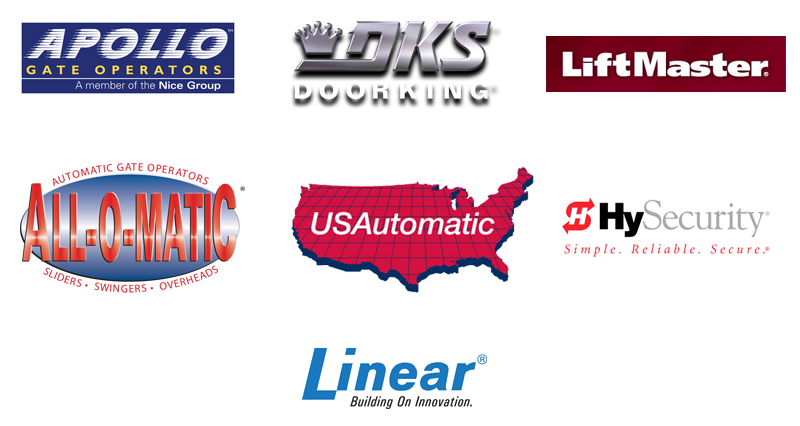 Apollo, DKS DoorKing, LiftMaster, All-O-Matic, USAutomatic, HySecurity, Linear